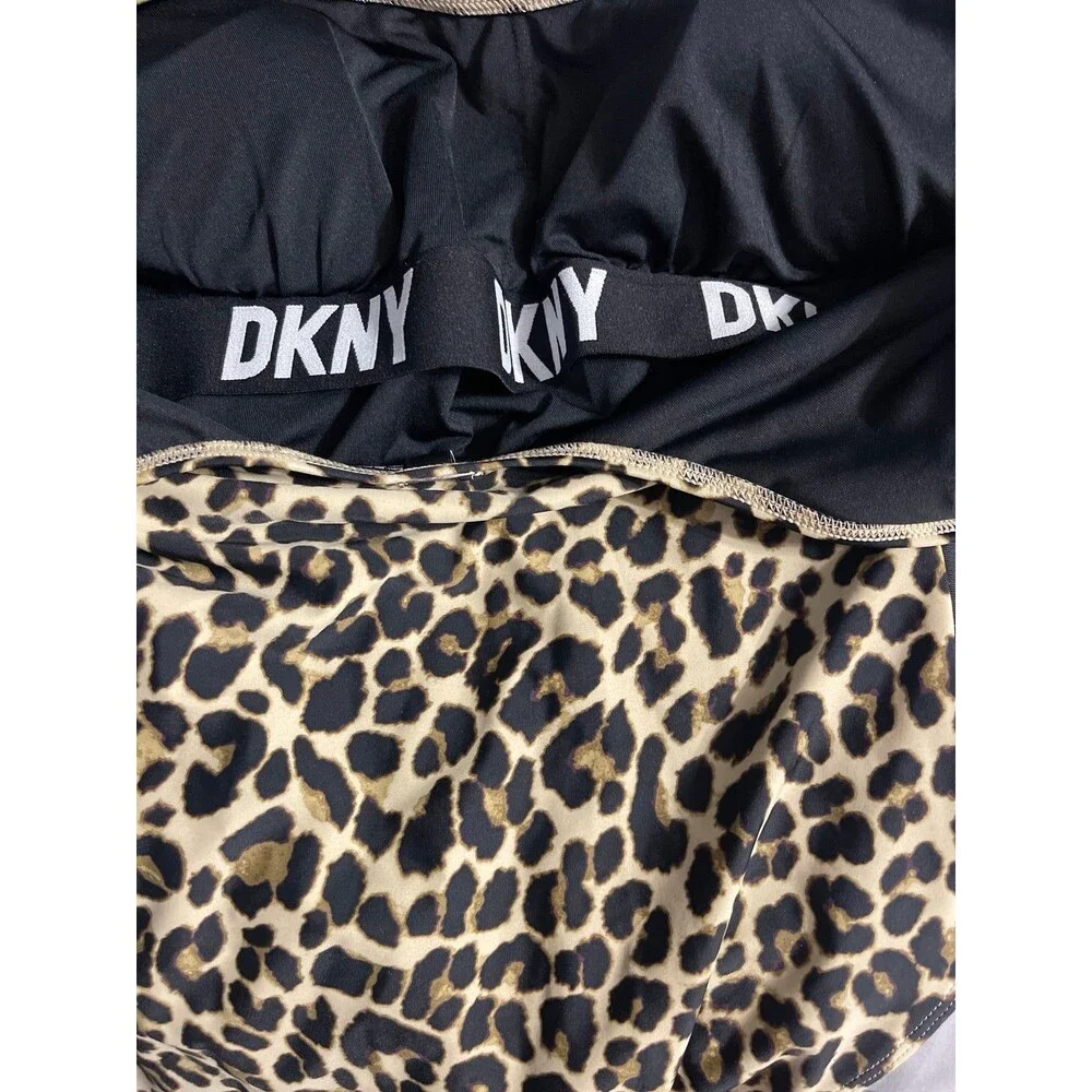 DKNY Women's Leopard-Print One Piece Swimsuit  Suntan Size 12  New with Tags - Picture 4 of 9